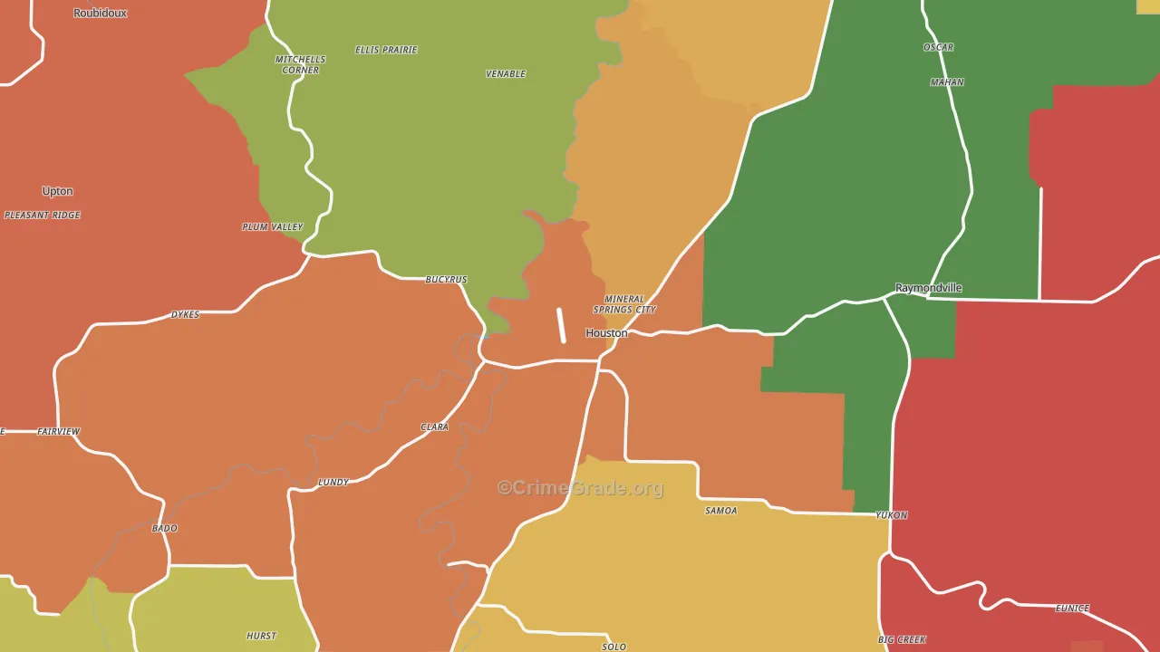 Texas County, MO Map of Drug-Related Crime Rates