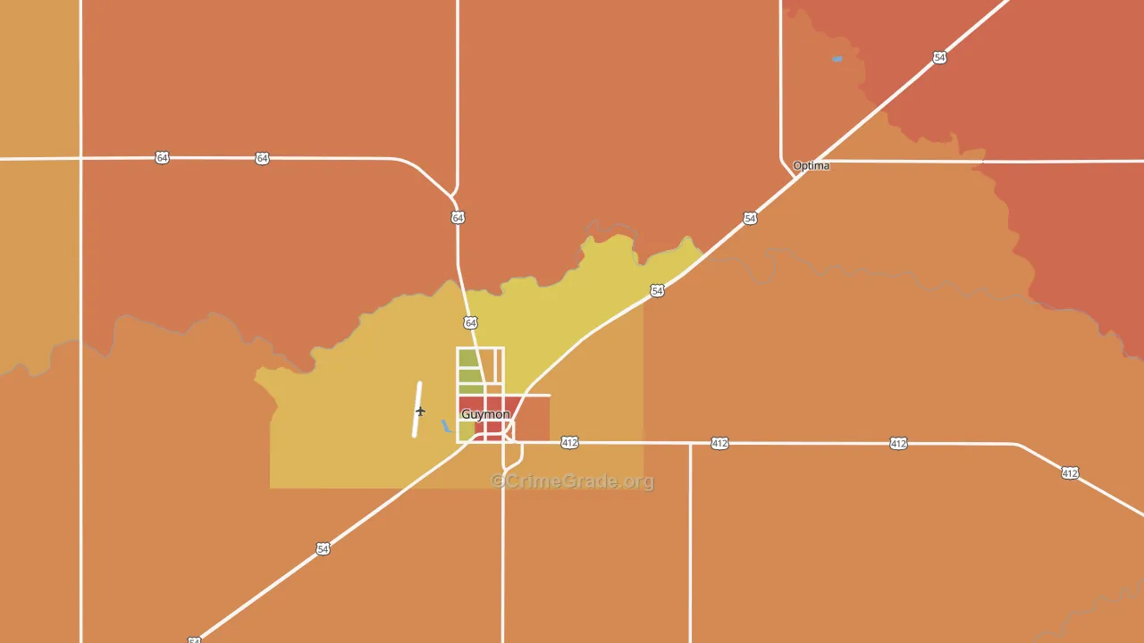 Texas County, OK Map of Drug-Related Crime Rates