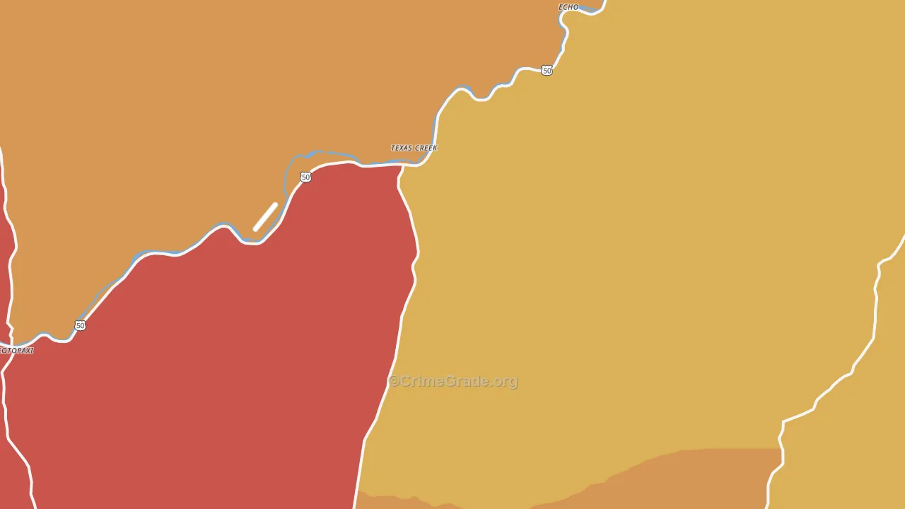 Texas Creek, CO Map of Drug-Related Crime Rates