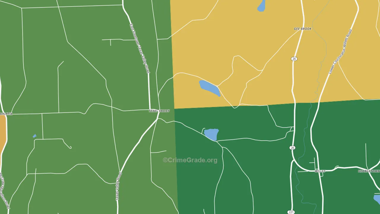 Texas Valley, NY Map of Drug-Related Crime Rates