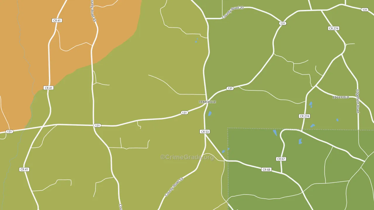 Texasville, AL Map of Drug-Related Crime Rates