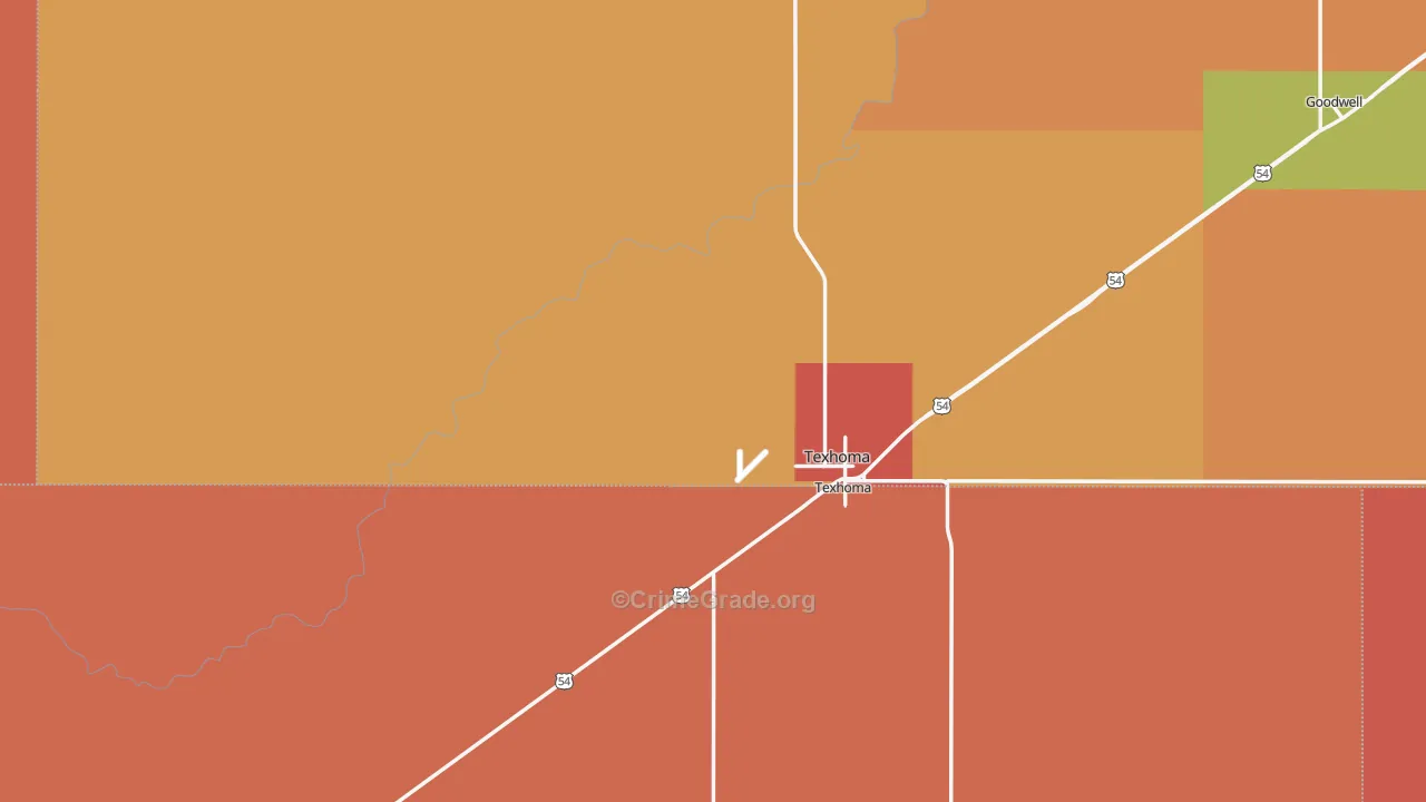 Texhoma, OK Map of Drug-Related Crime Rates