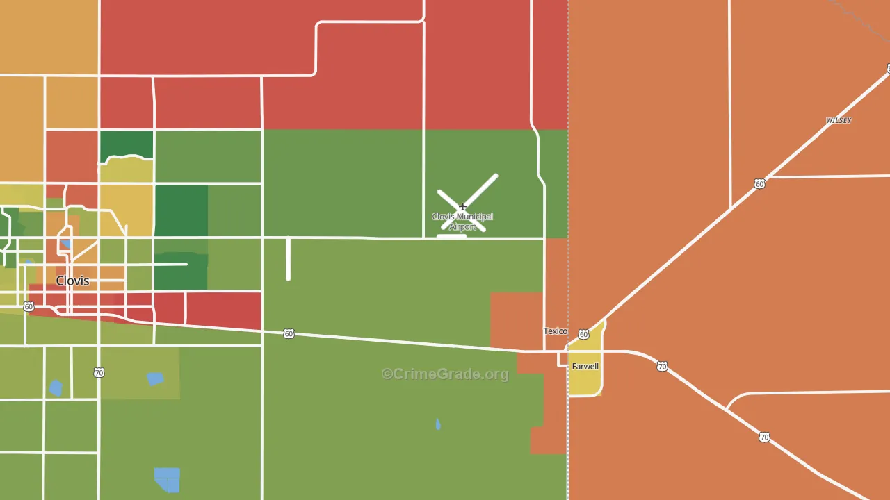 Texico, NM Map of Drug-Related Crime Rates