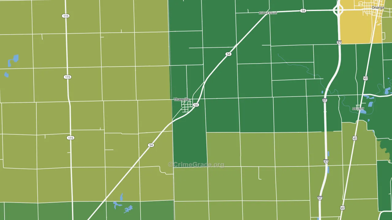 Thawville, IL Map of Drug-Related Crime Rates