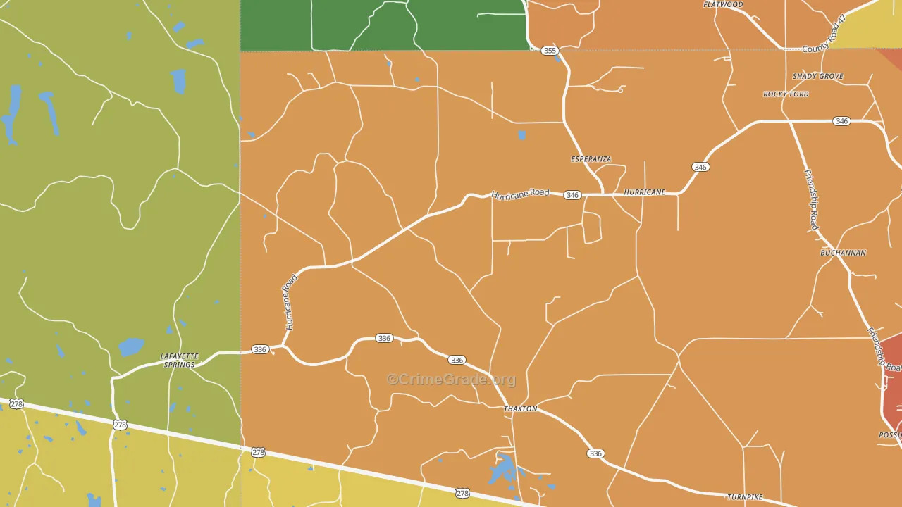 Thaxton, MS Map of Drug-Related Crime Rates