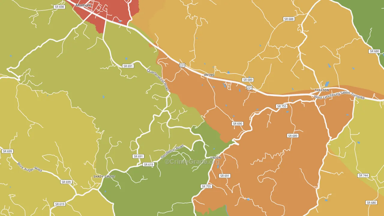 Thaxton, VA Map of Drug-Related Crime Rates