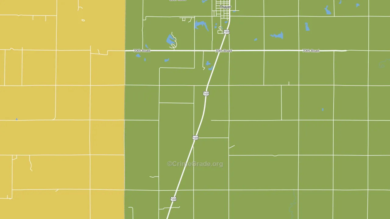 Thayer, KS Map of Drug-Related Crime Rates