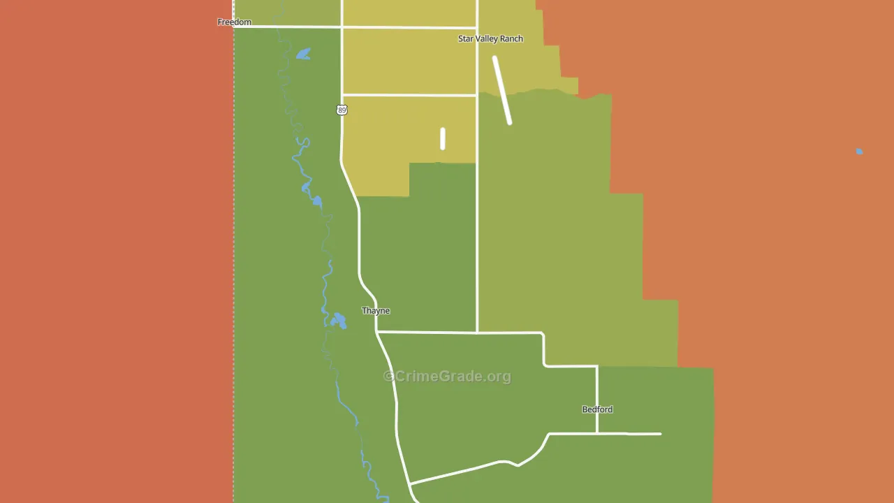Thayne, WY Map of Drug-Related Crime Rates