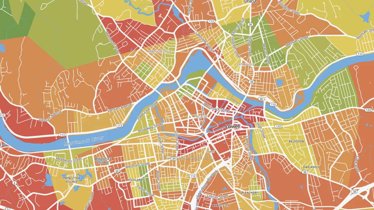 The Acre, Lowell, MA Map of Drug-Related Crime Rates
