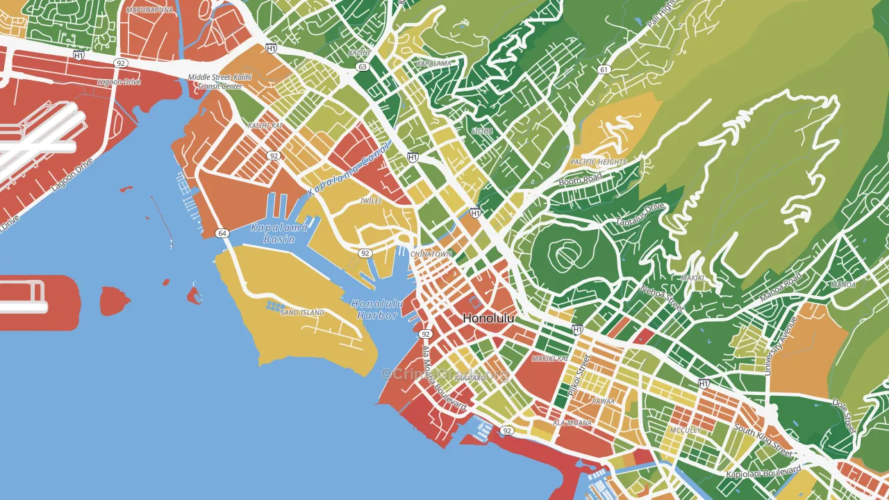 The Arts District, Honolulu, HI Map of Drug-Related Crime Rates