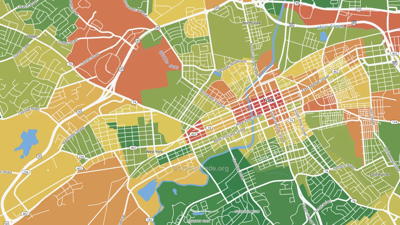 The Avenues, York, PA Map of Drug-Related Crime Rates