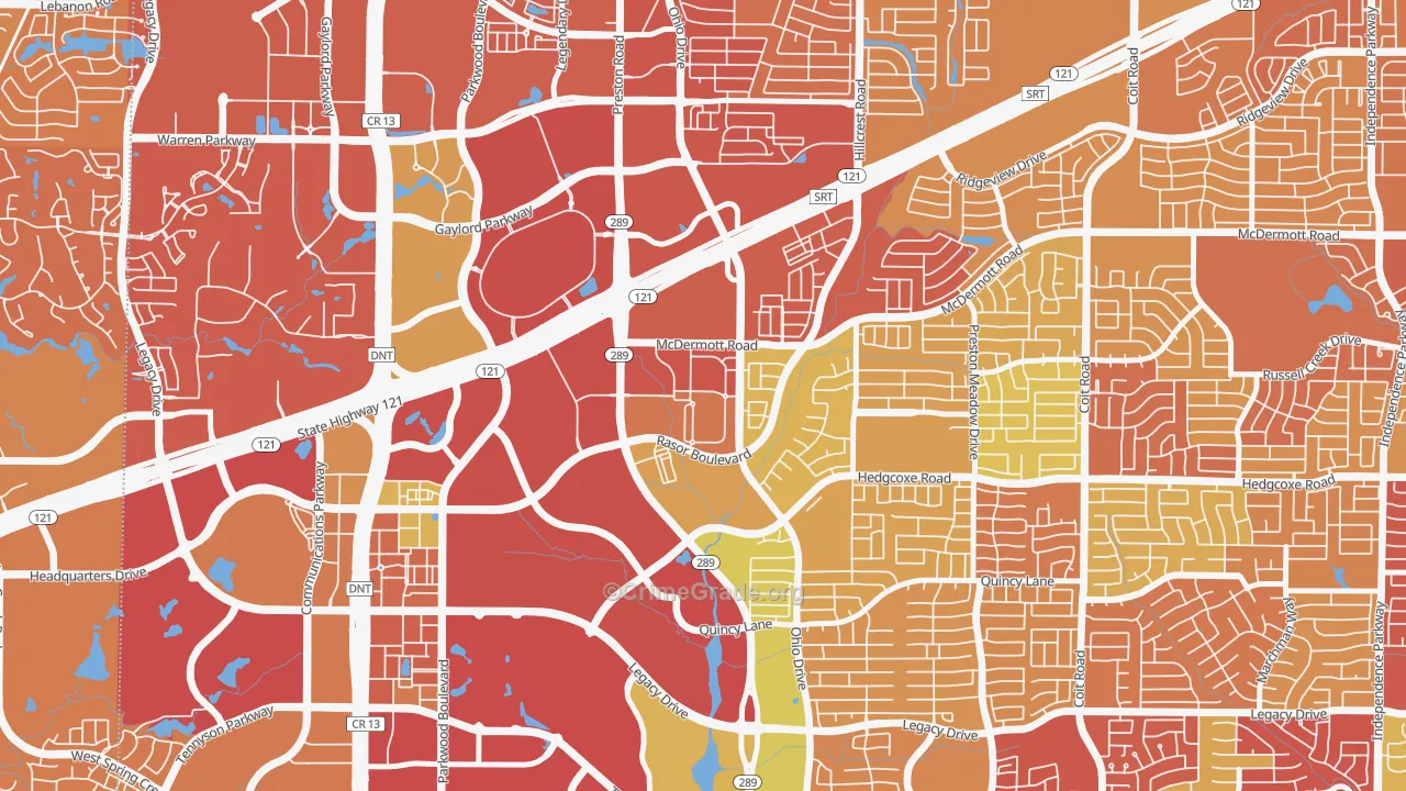 The Canal on Preston, Plano, TX Map of Drug-Related Crime Rates