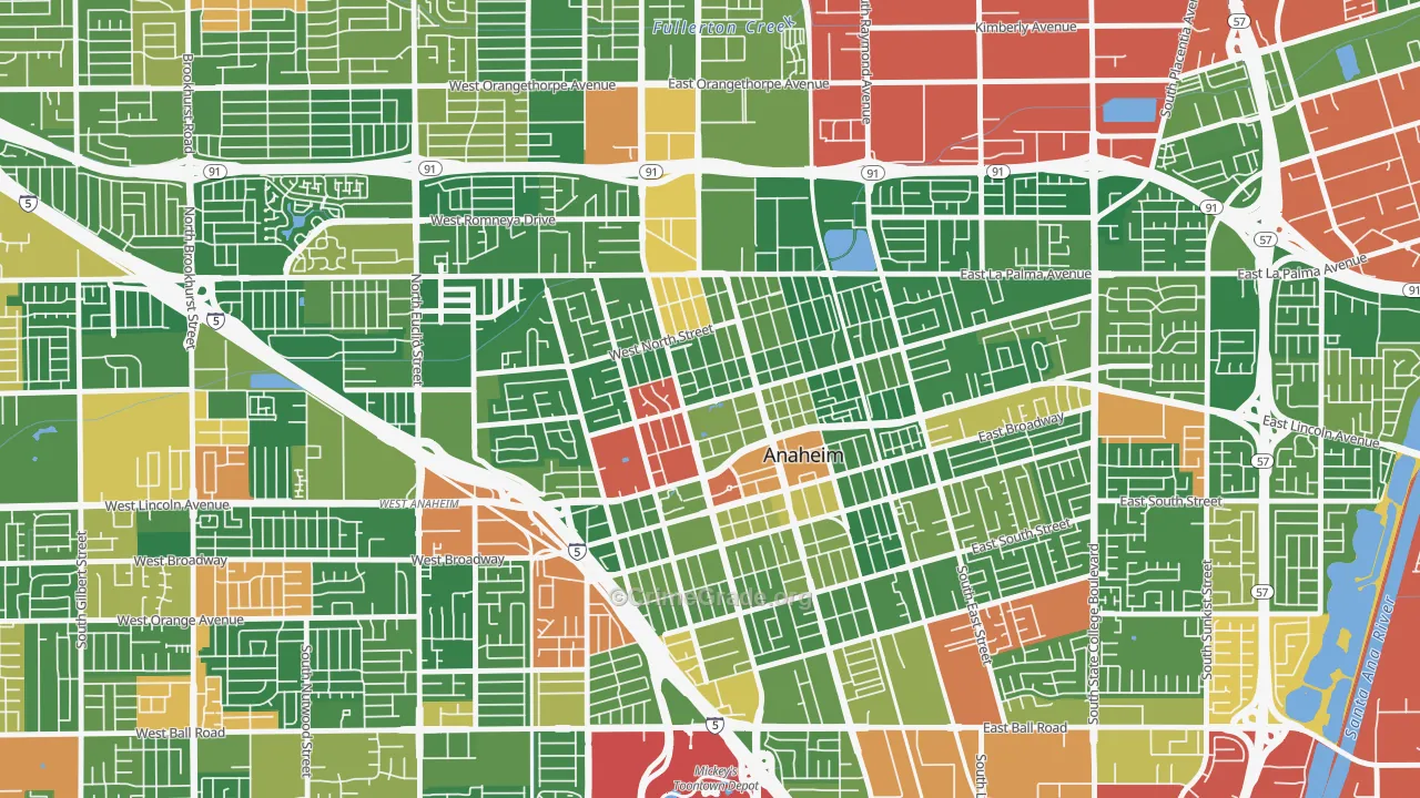 The Colony, Anaheim, CA Map of Drug-Related Crime Rates