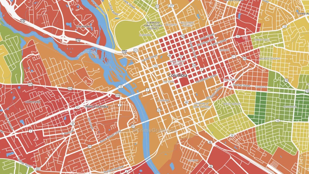 The Congaree Vista, Columbia, SC Map of Drug-Related Crime Rates