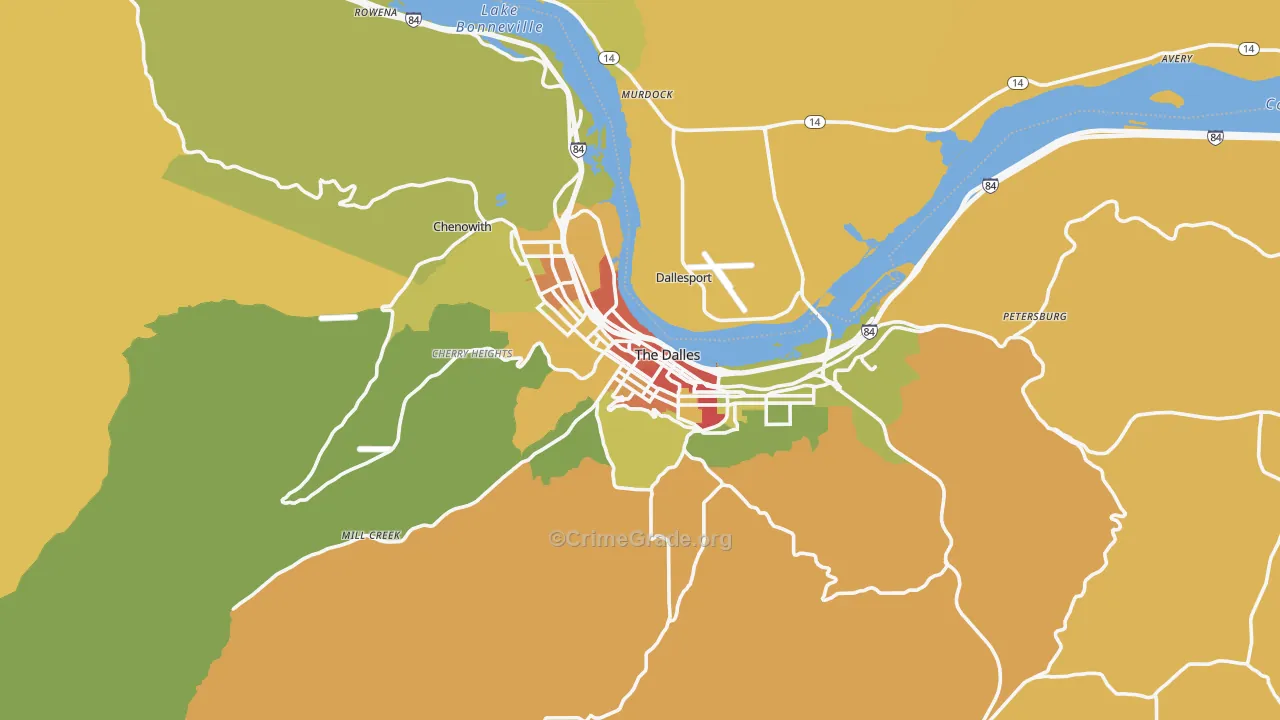 The Dalles, OR Map of Drug-Related Crime Rates