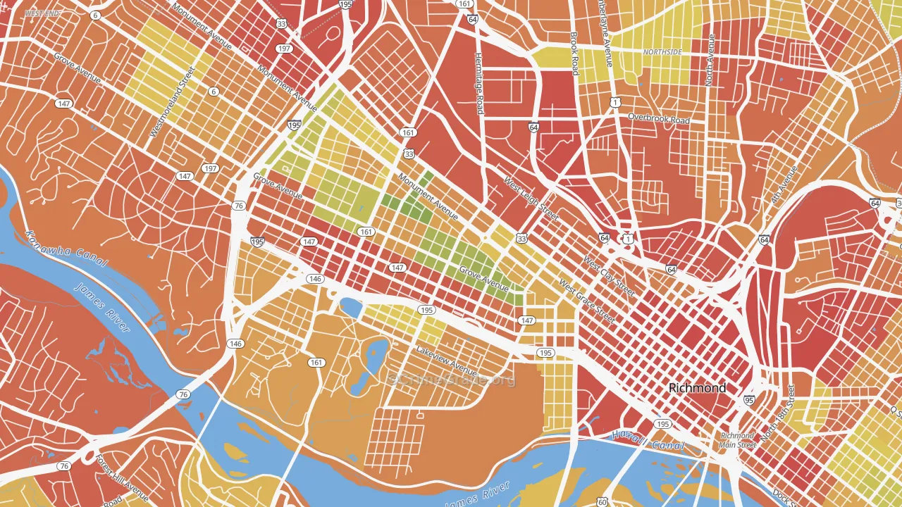 The Fan, Richmond, VA Map of Drug-Related Crime Rates