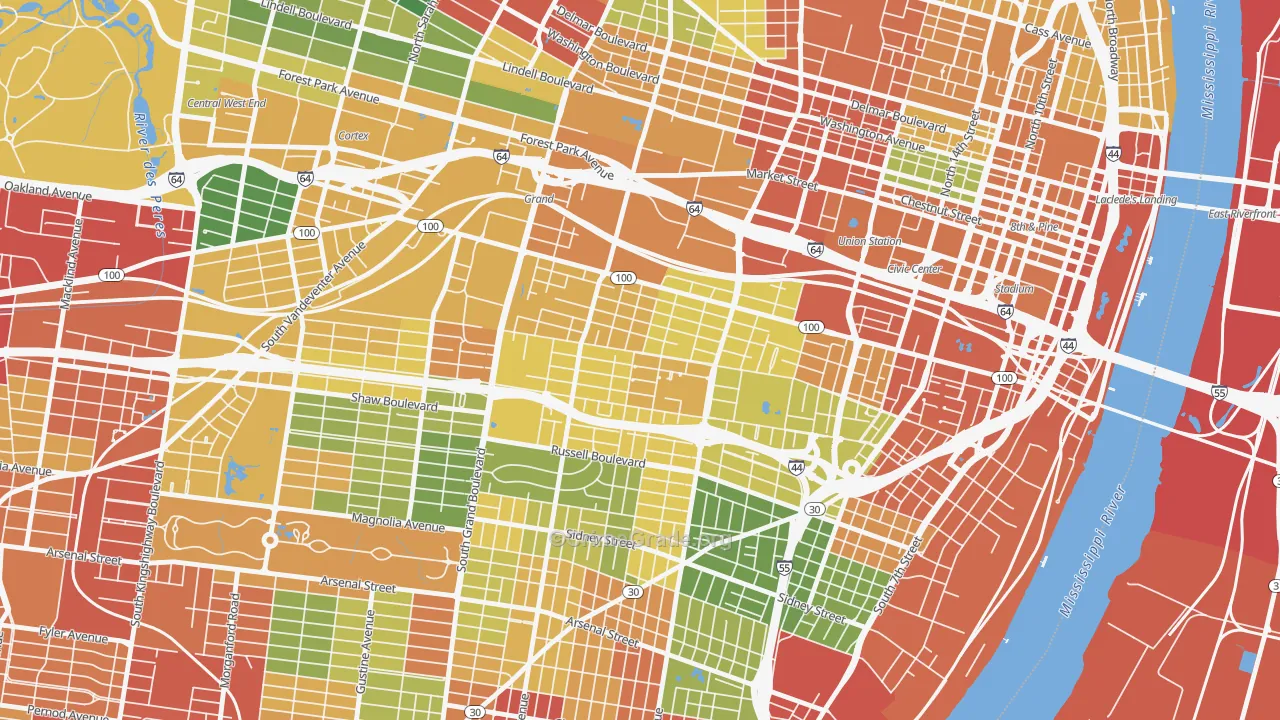 The Gate District, St. Louis, MO Map of Drug-Related Crime Rates