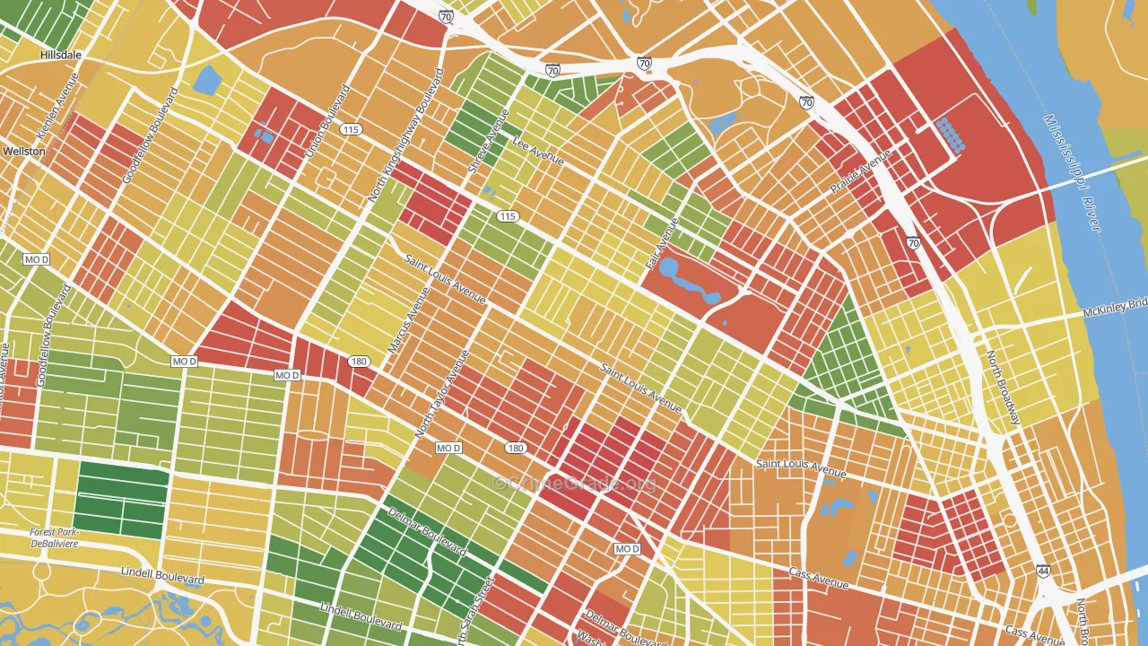 The Greater Ville, St. Louis, MO Map of Drug-Related Crime Rates