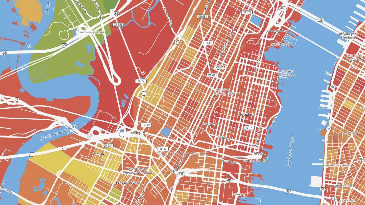 The Heights, Jersey City, NJ Map of Drug-Related Crime Rates