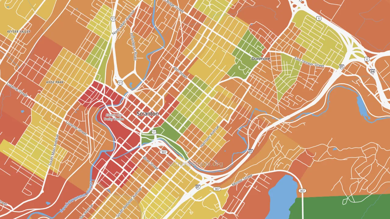 The Hill Section, Scranton, PA Map of Drug-Related Crime Rates