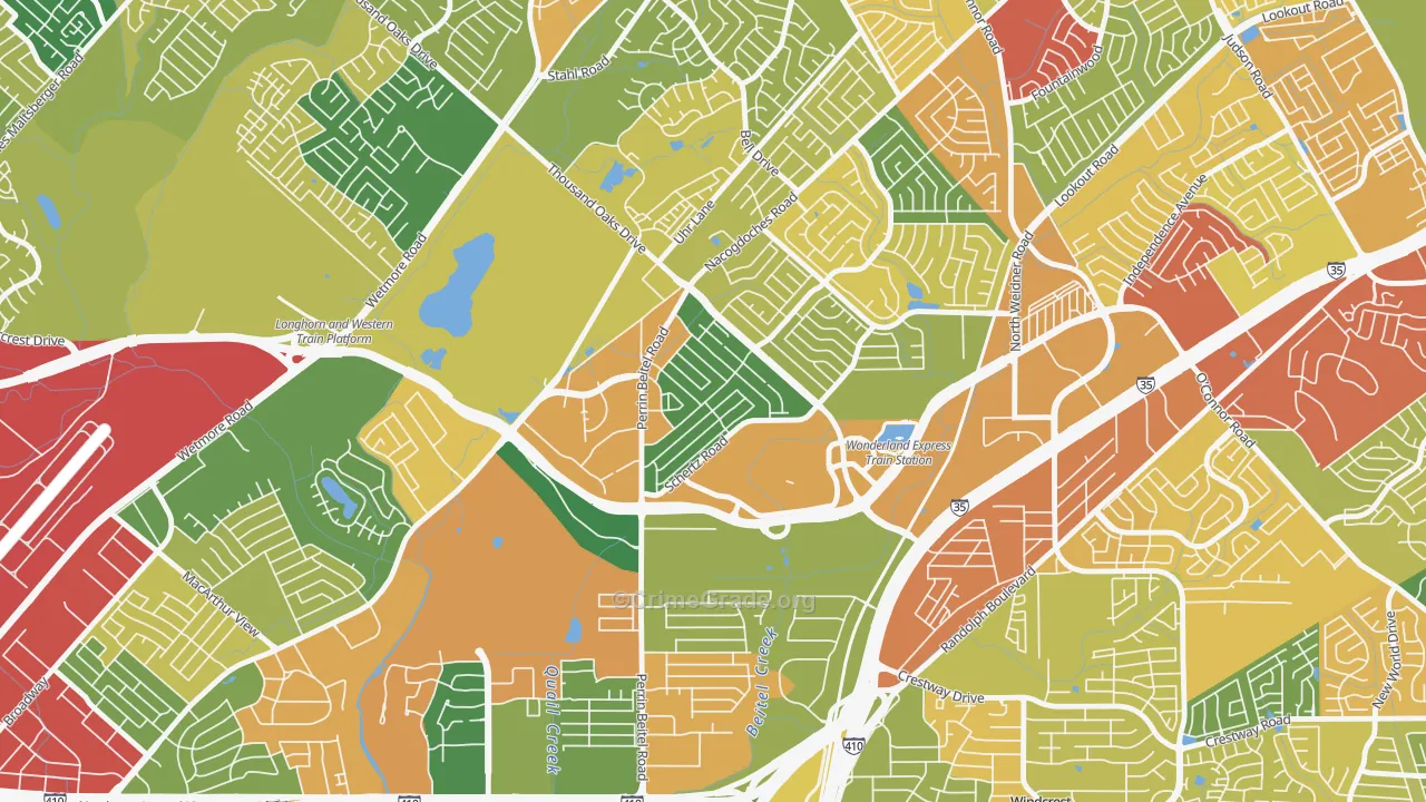 The Hills of Park North, San Antonio, TX Map of Drug-Related Crime Rates
