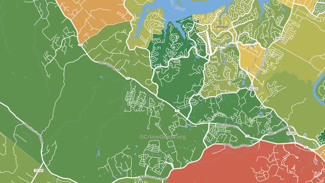 The Hills, TX Map of Drug-Related Crime Rates