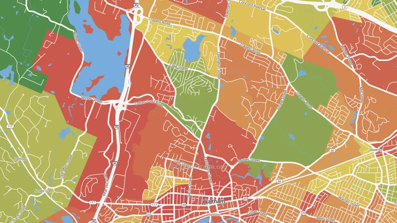 The Lanes, Waltham, MA Map of Drug-Related Crime Rates