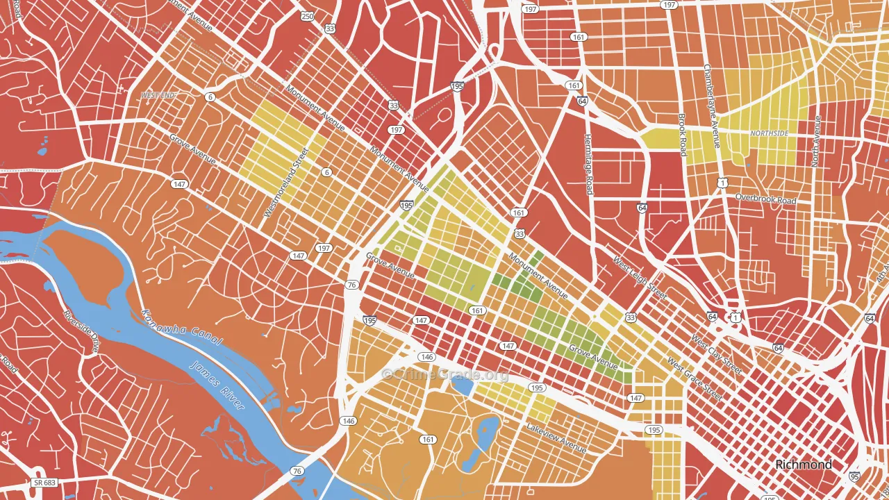 The Museum District, Richmond, VA Map of Drug-Related Crime Rates