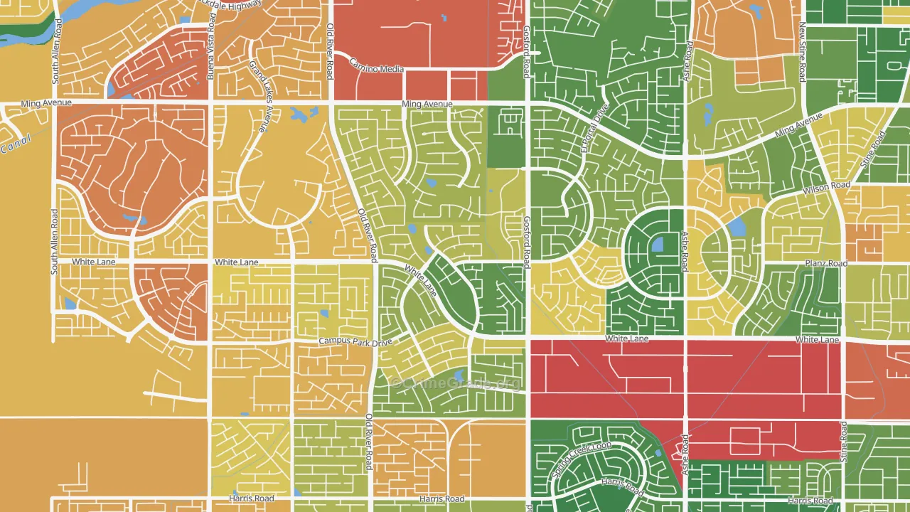 The Oaks, Bakersfield, CA Map of Drug-Related Crime Rates