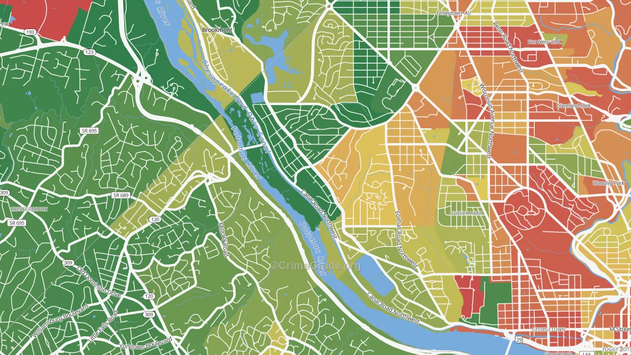 The Palisades, Washington, DC Map of Drug-Related Crime Rates