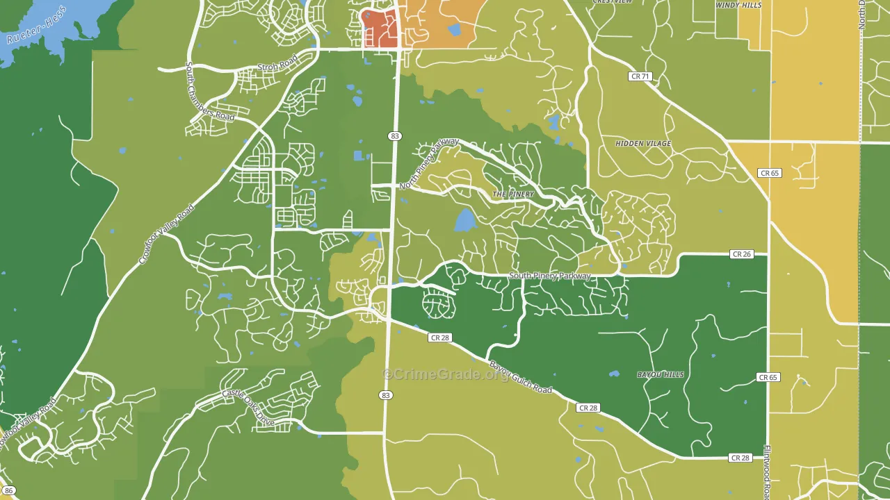 The Pinery, CO Map of Drug-Related Crime Rates