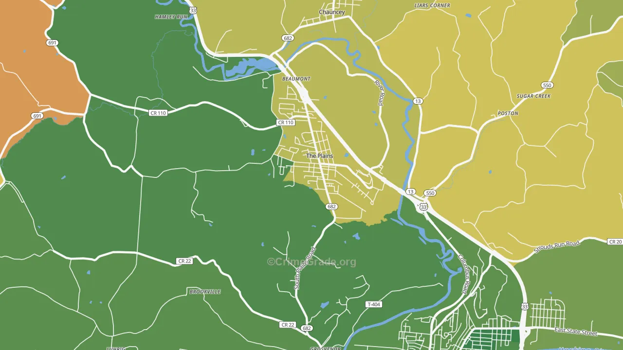 The Plains, OH Map of Drug-Related Crime Rates