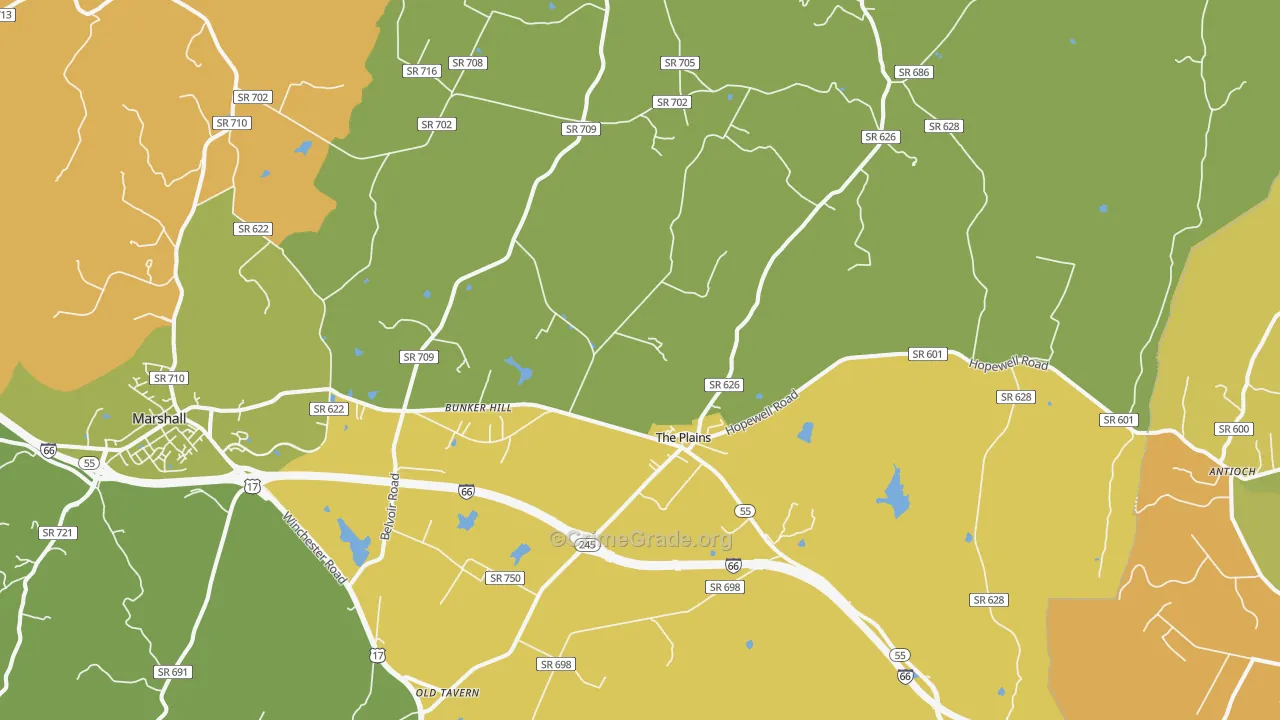 The Plains, VA Map of Drug-Related Crime Rates