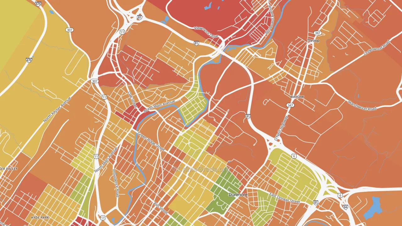 The Plot, Scranton, PA Map of Drug-Related Crime Rates