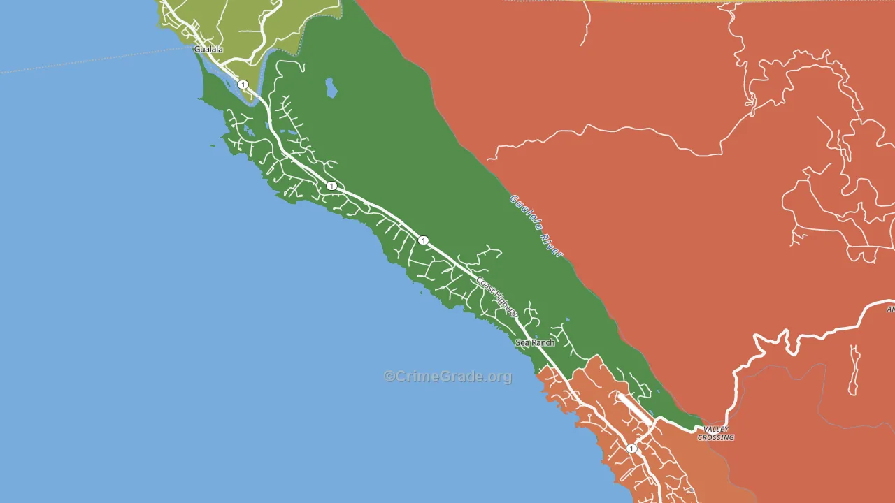 The Sea Ranch, CA Map of Drug-Related Crime Rates
