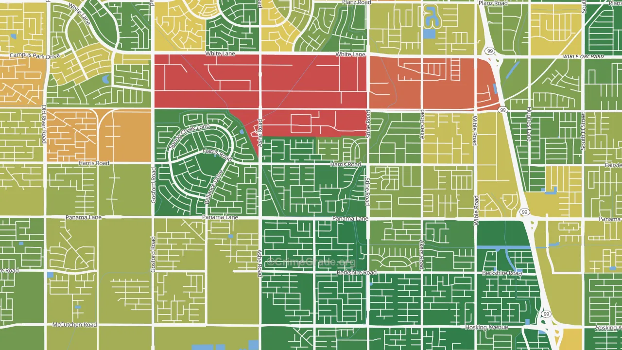 The Seasons, Bakersfield, CA Map of Drug-Related Crime Rates