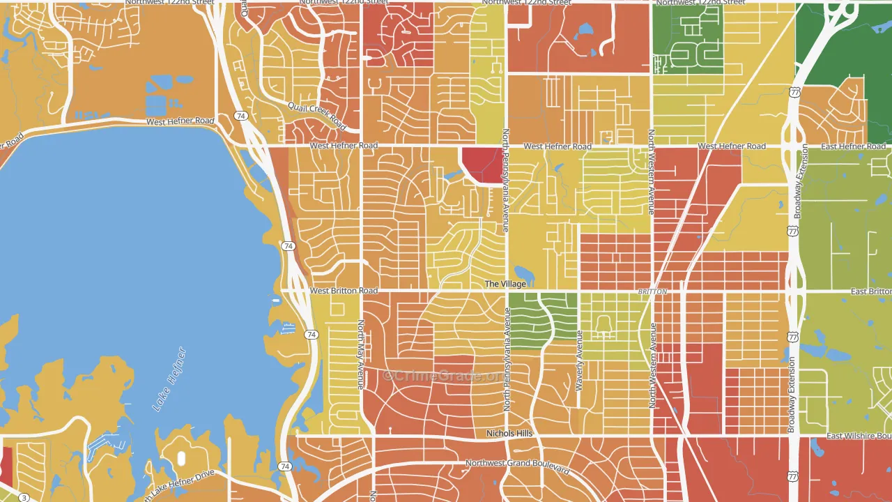 The Village, OK Map of Drug-Related Crime Rates