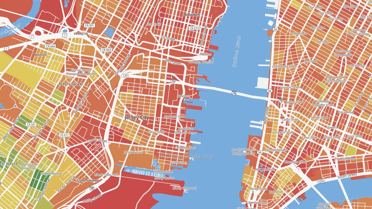 The Waterfront, Jersey City, NJ Map of Drug-Related Crime Rates