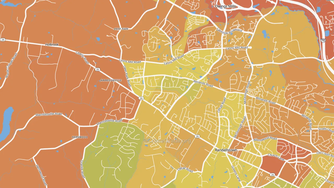 The Woodlands, Randallstown, MD Map of Drug-Related Crime Rates