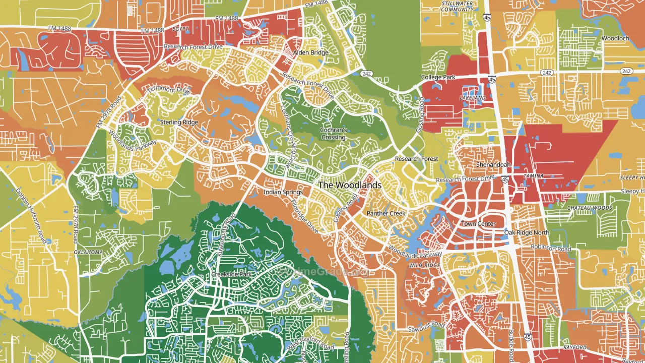 The Woodlands, TX Map of Drug-Related Crime Rates