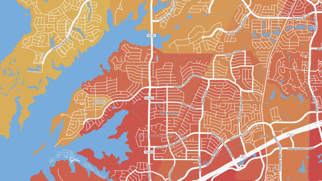 The Ws, The Colony, TX Map of Drug-Related Crime Rates