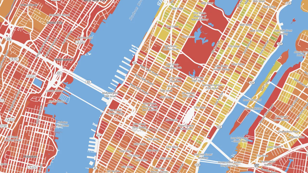 Theater District, Manhattan, NY Map of Drug-Related Crime Rates