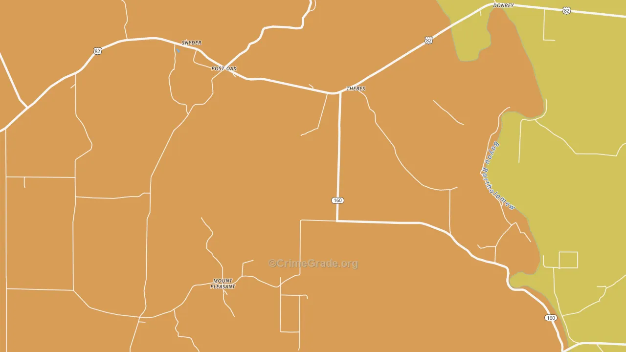 Thebes, AR Map of Drug-Related Crime Rates