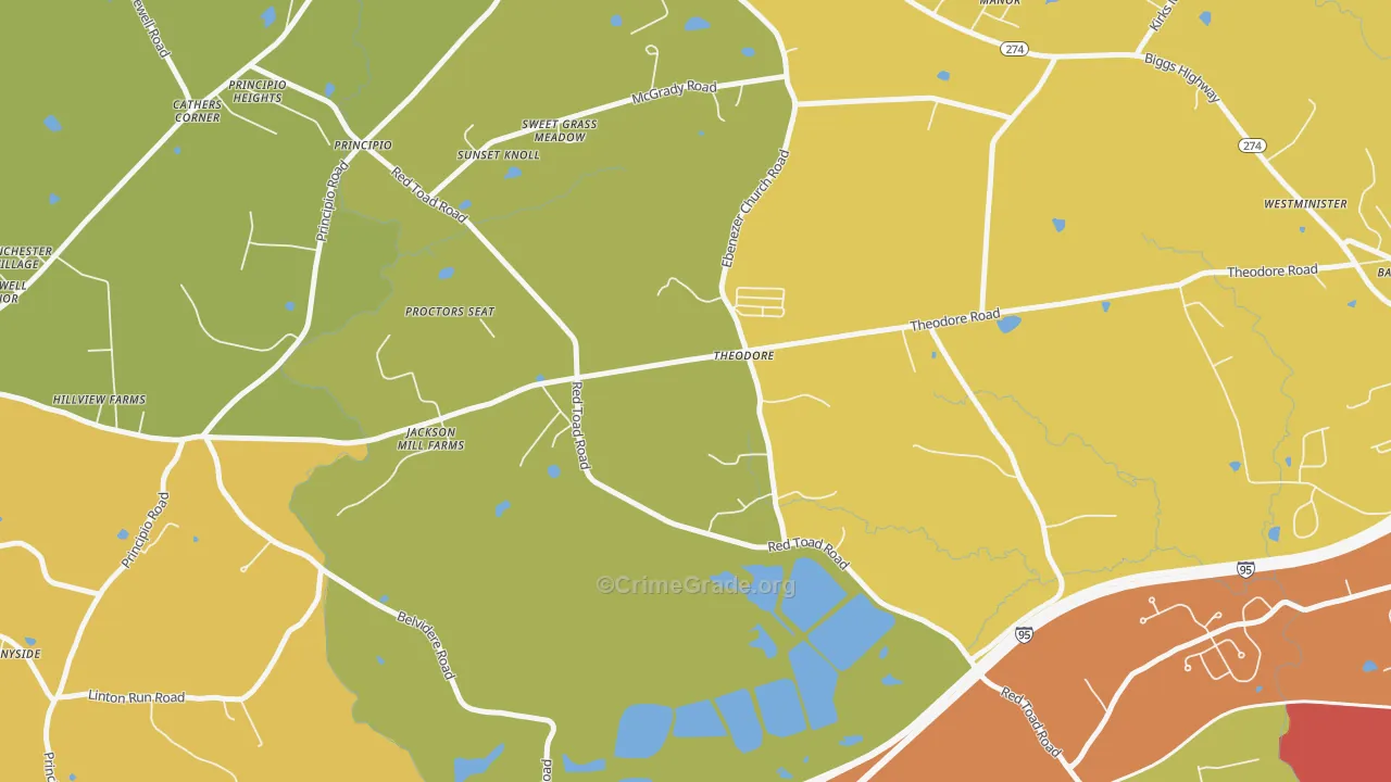 Theodore, MD Map of Drug-Related Crime Rates