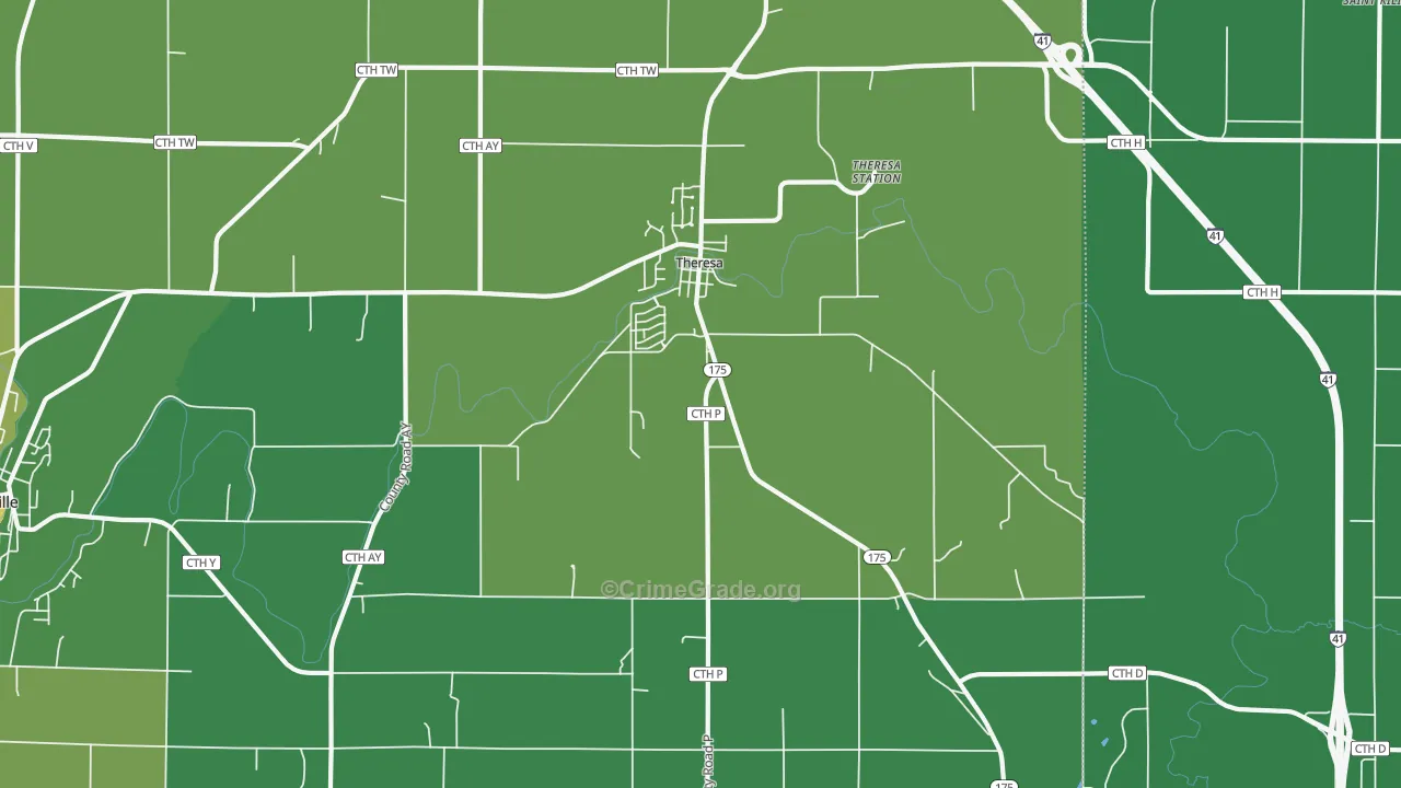 Theresa, WI Map of Drug-Related Crime Rates