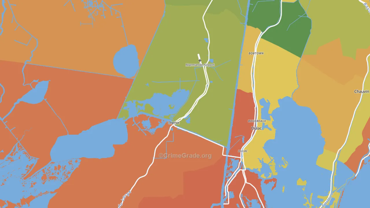 Theriot, LA Map of Drug-Related Crime Rates