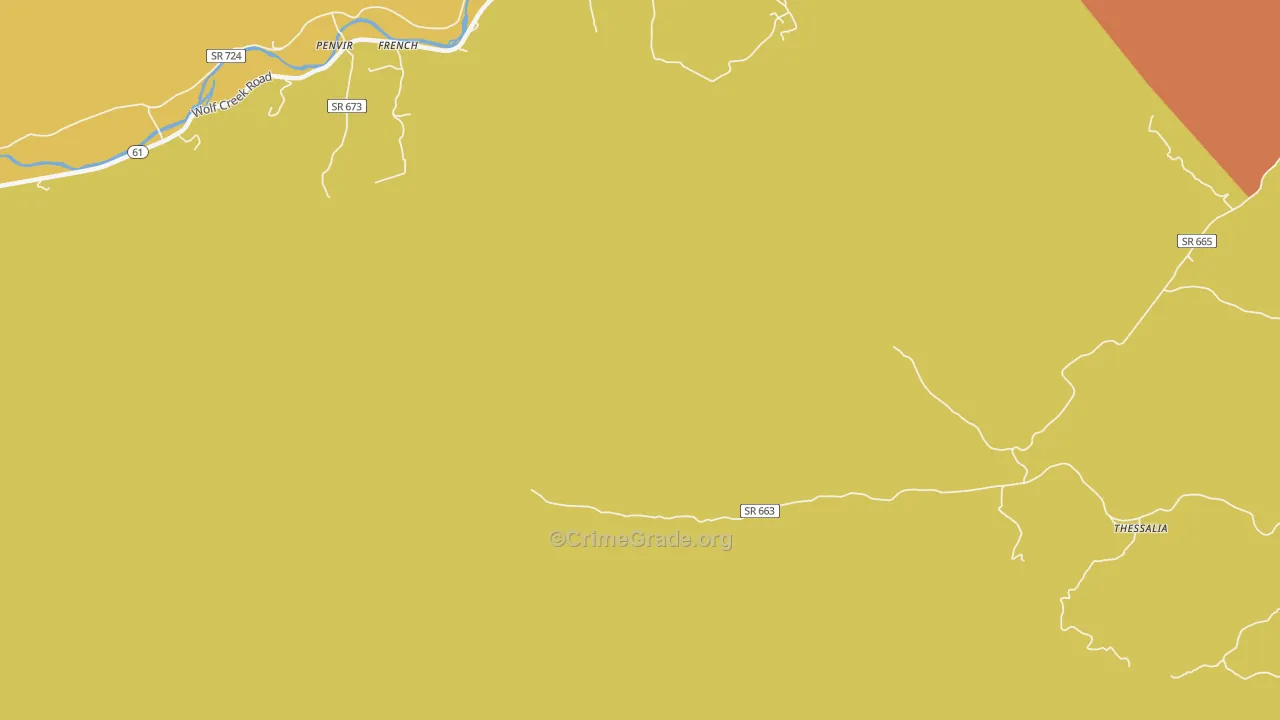 Thessalia, VA Map of Drug-Related Crime Rates