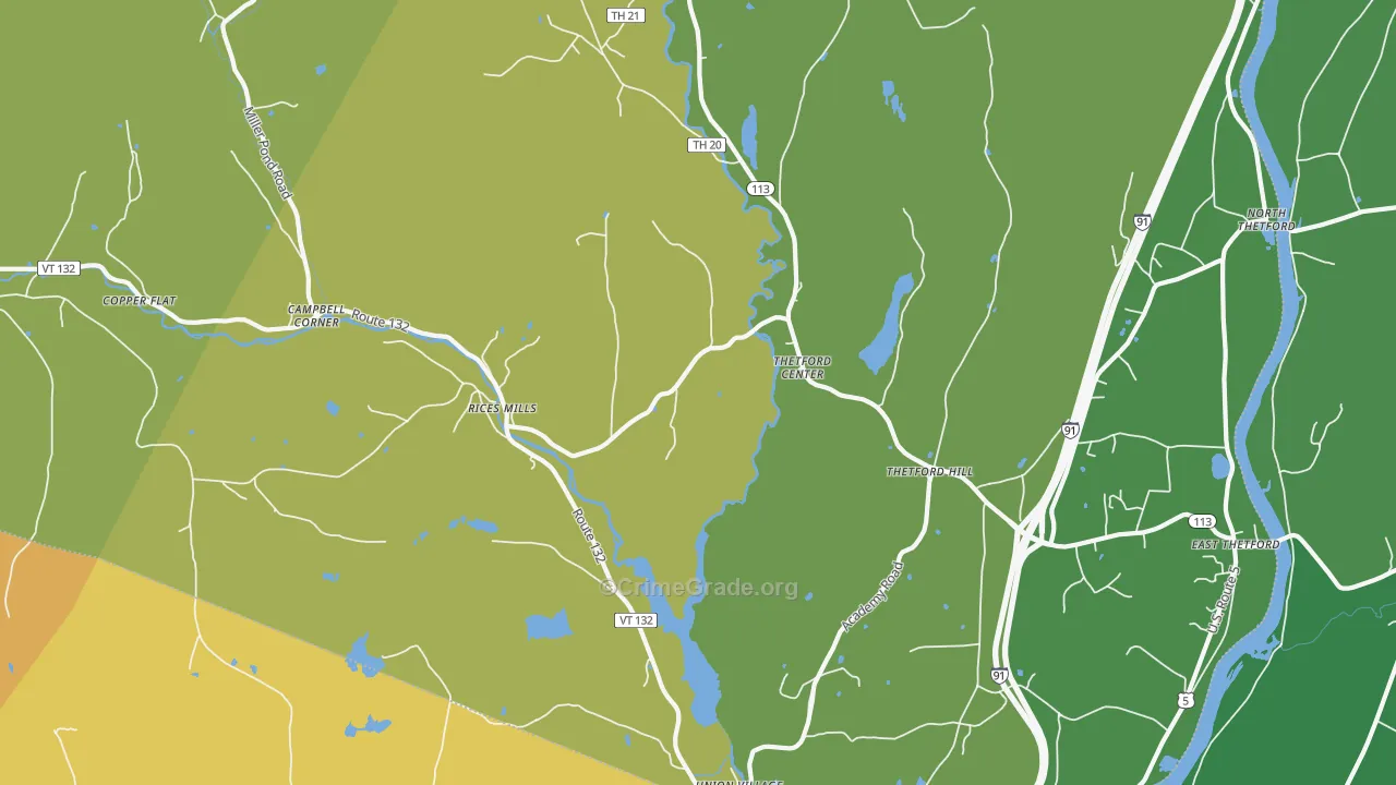 Thetford Center, VT Map of Drug-Related Crime Rates