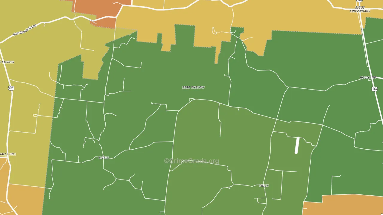 Thick, TN Map of Drug-Related Crime Rates