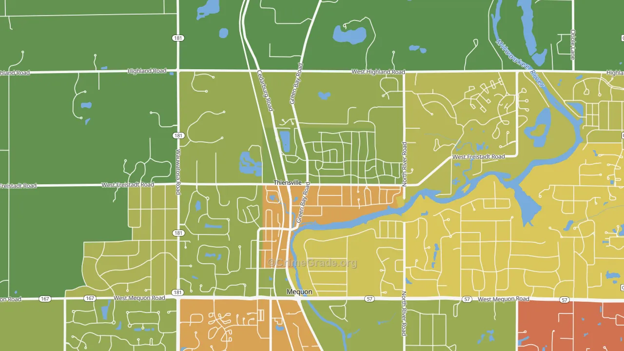 Thiensville, WI Map of Drug-Related Crime Rates